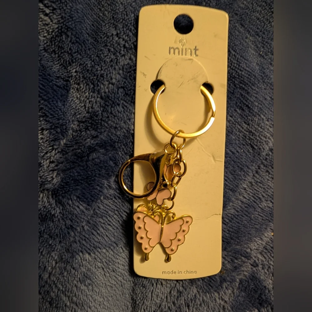 🦋 Mint Pink and Gold Butterfly Key Holder